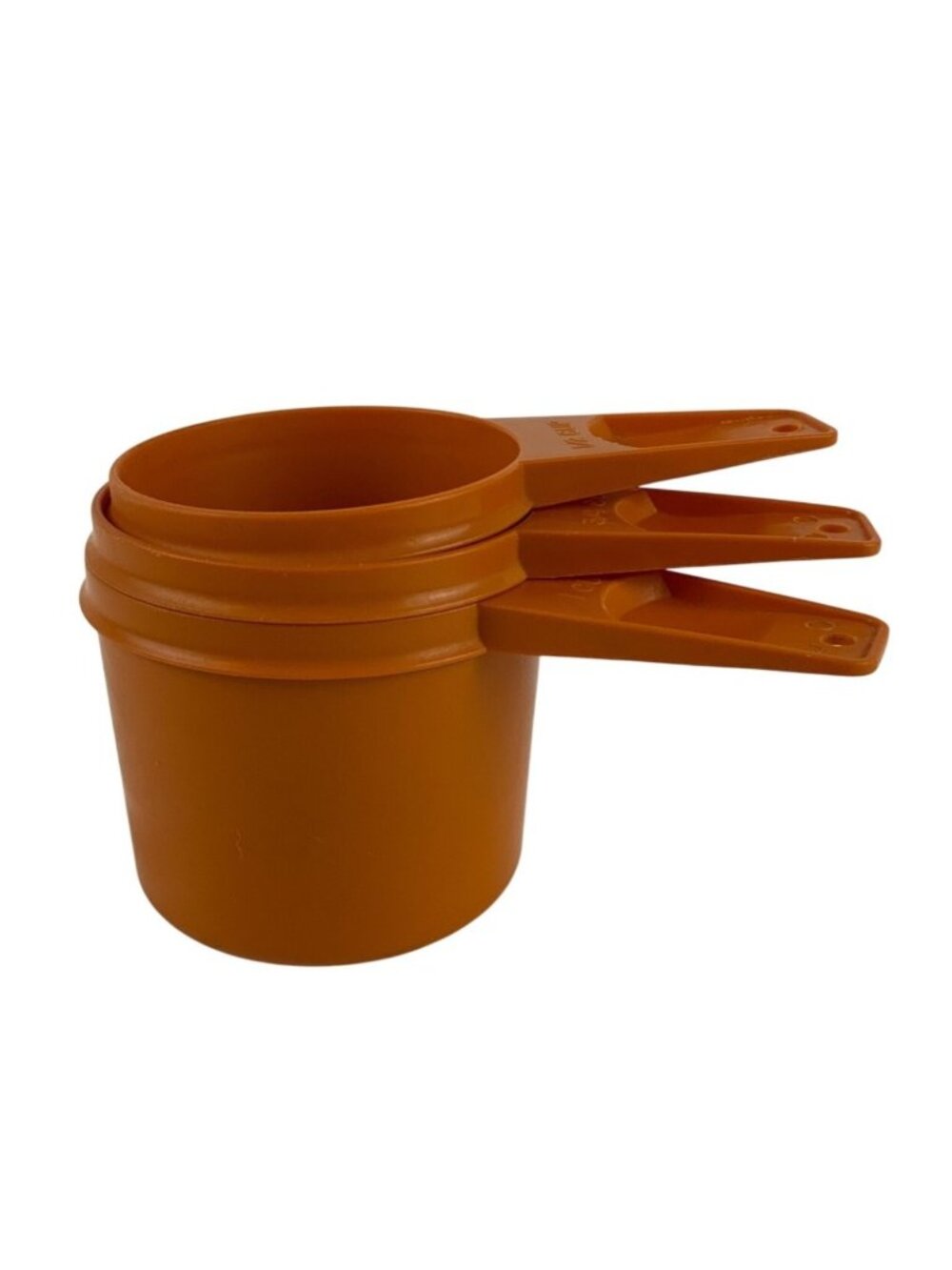 Vintage Tupperware Orange 3 Measuring Cups 1/2-1 Cup Stackable Plastic USA